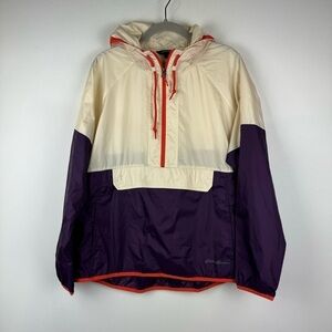 Eddie Bauer Lightwight Pullover Colorblock Windbreaker, Purple/Ivory, Size XL